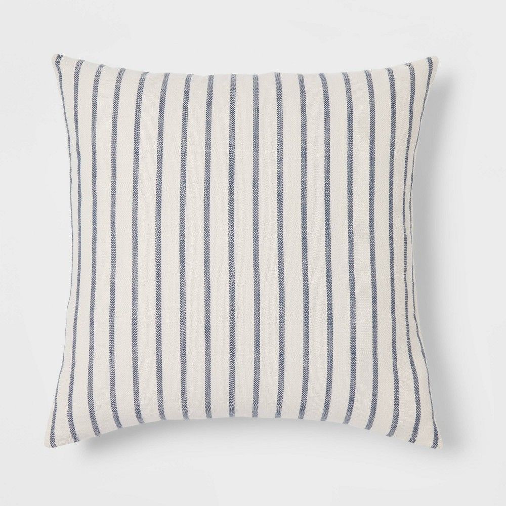 Oversized Cotton Striped Square Throw Pillow Blue/Cream - Threshold | Target