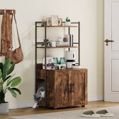 -in-1 Hidden Cat Washroom Furniture, Cat Litter Box Enclosure with Shelf Storage for Small to Medium-Sized Cats | Target