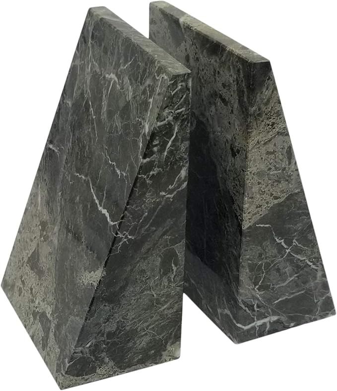 Green Wedge Shaped Natural Polished Marble Bookends | Amazon (US)