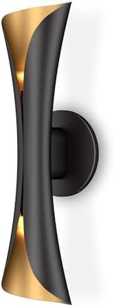 Tubicen Wall Sconces Dimmable Up and Down Indoor Theater Sconce Lights Black and Gold Hardwired M... | Amazon (US)