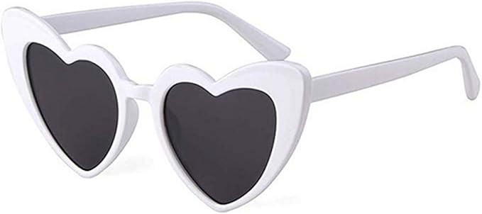 Heart Sunglasses for Women Trendy Cute Cat Eye White Red Pink Heart Shaped Sun Glasses for Party ... | Amazon (US)