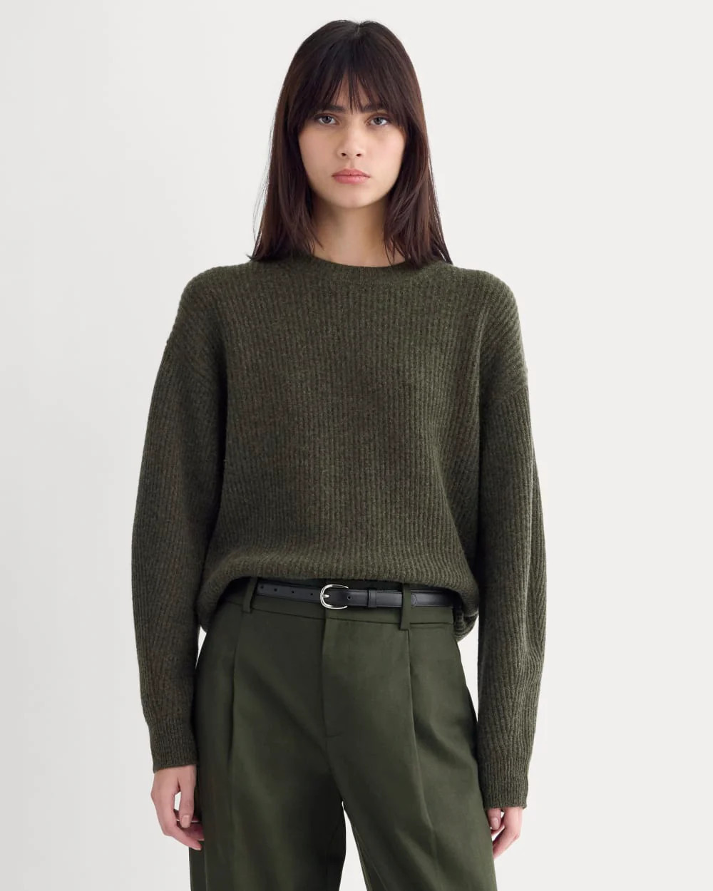 Everlane Cocoon Crew in Wool Cashmere Sweater | Heather Beech | XXS | Everlane
