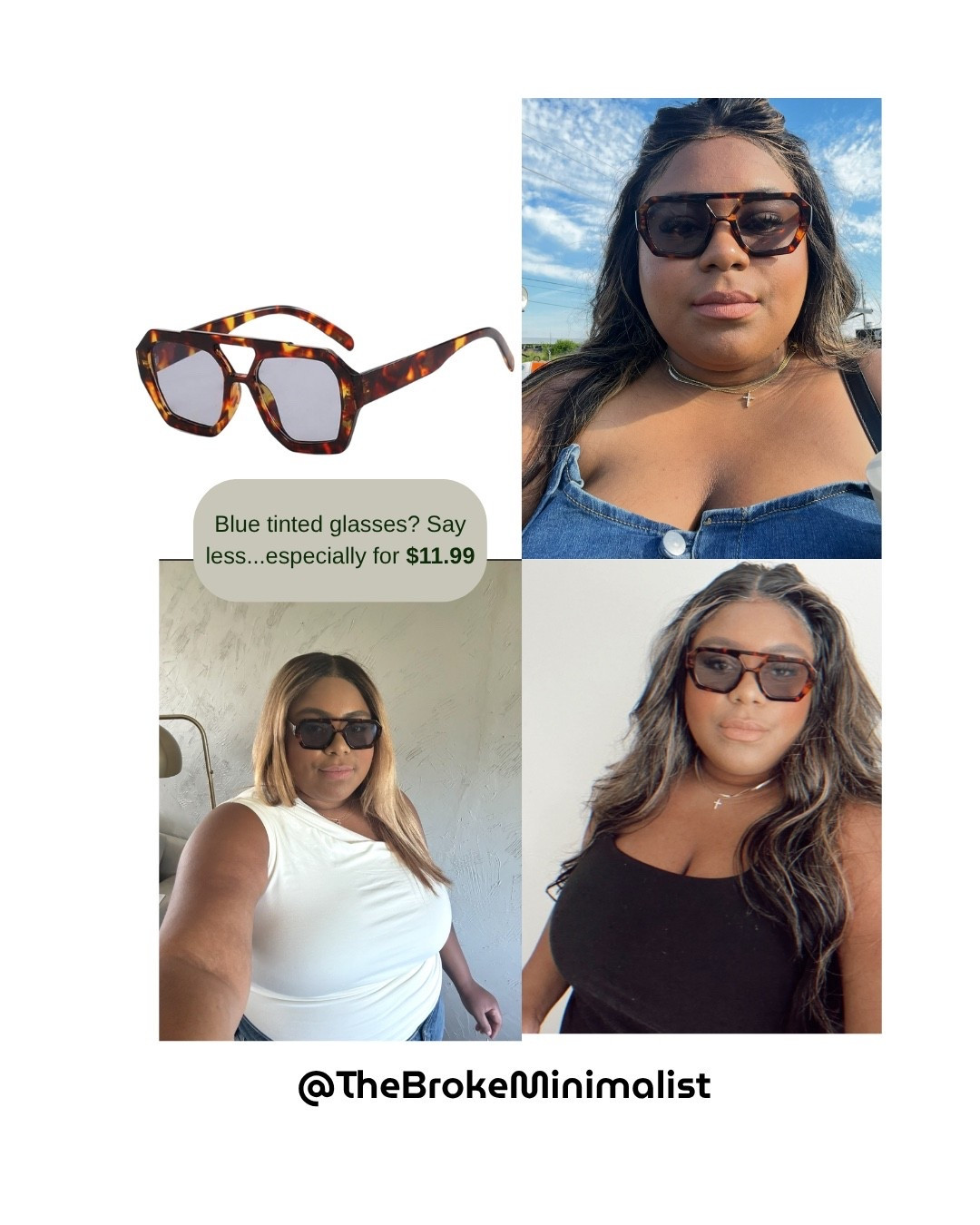 Blue tinted sunglasses 

#LTKPlusSize #LTKFindsUnder50 #LTKSaleAlert