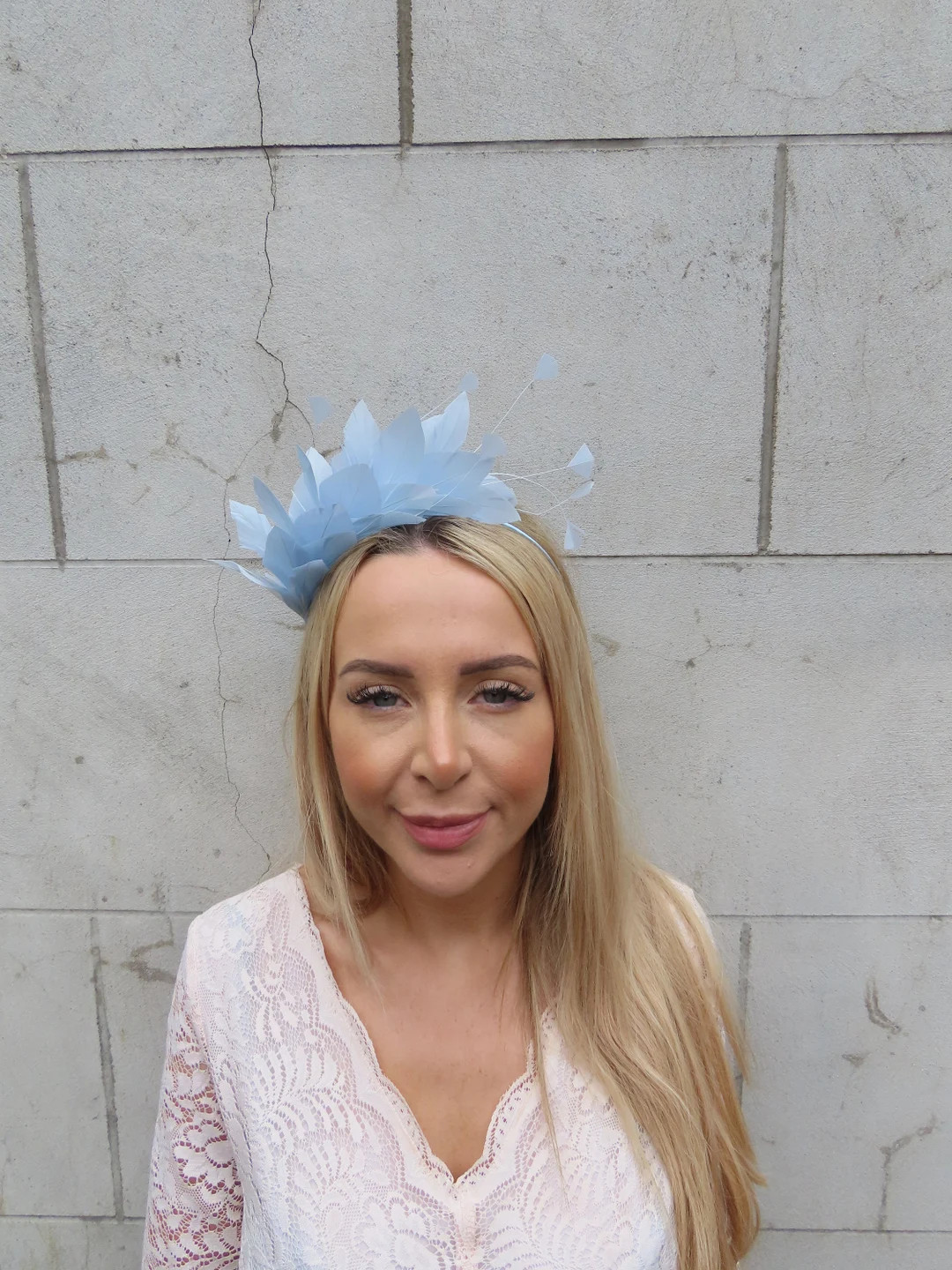 Light Blue Feather Fascinator Races Wedding Guest Headpiece Hairband Alice Band Headband Modern T... | Etsy (US)