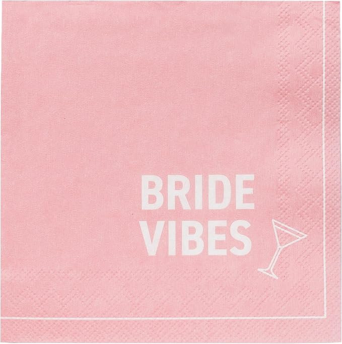 Talking Tables 20 x Hen Party Cocktail Napkins - Pink Bridal Shower Paper Serviettes, Bride Vibes... | Amazon (UK)
