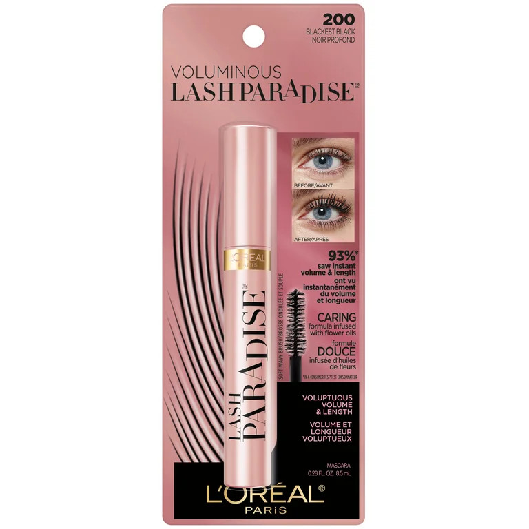 L'Oreal Paris Voluminous Makeup Lash Paradise Volume Mascara, Blackest Black, 0.28 fl. oz. | Walmart (US)