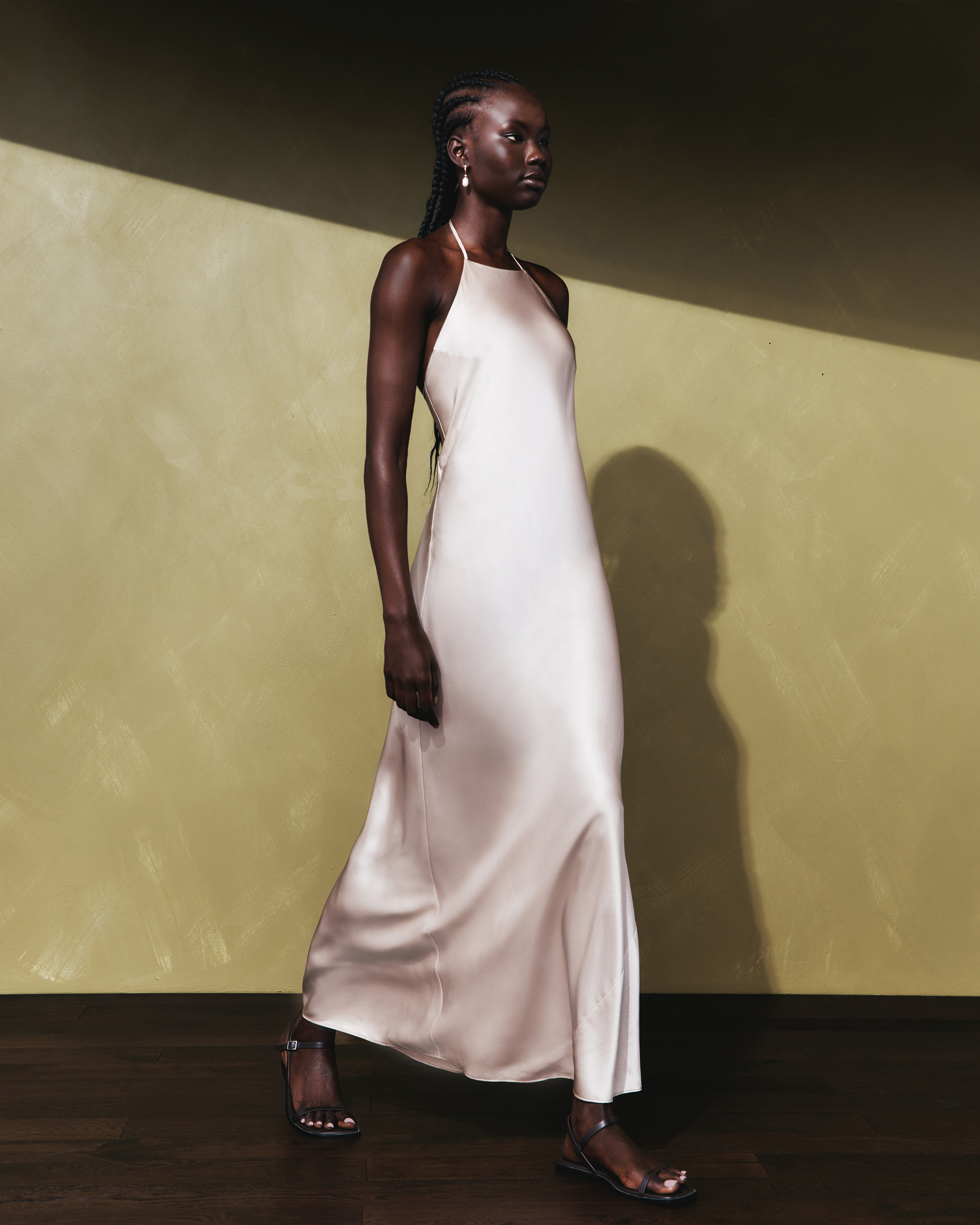 Quince | Women's Halter Maxi Dress in True Black, Size XS, Silk | Quince