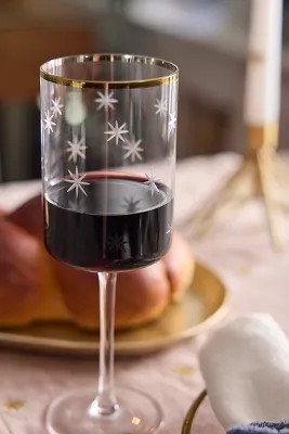 Starry Gold Rim Wine Glasses, Set of 2 | Anthropologie (US)