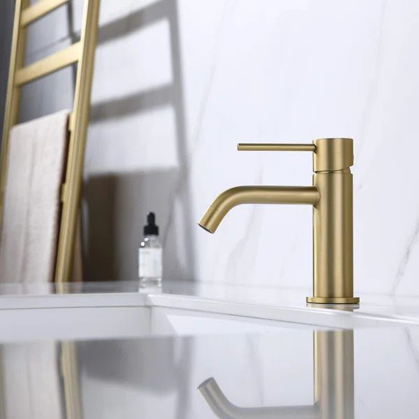 Gold Single Hole Faucet Single Hole Bathroom Faucet with Drain Assembly | Wayfair Professional