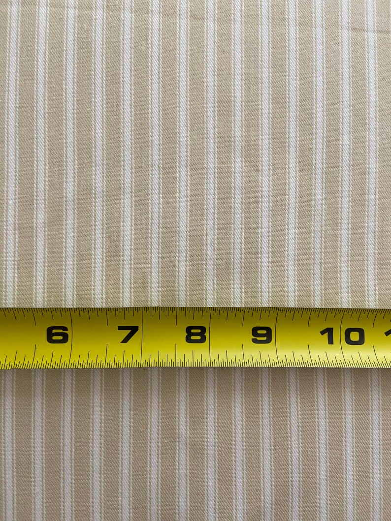 Tan and Ivory Ticking Stripe Fabric BY THE YARD | Etsy | Etsy (US)