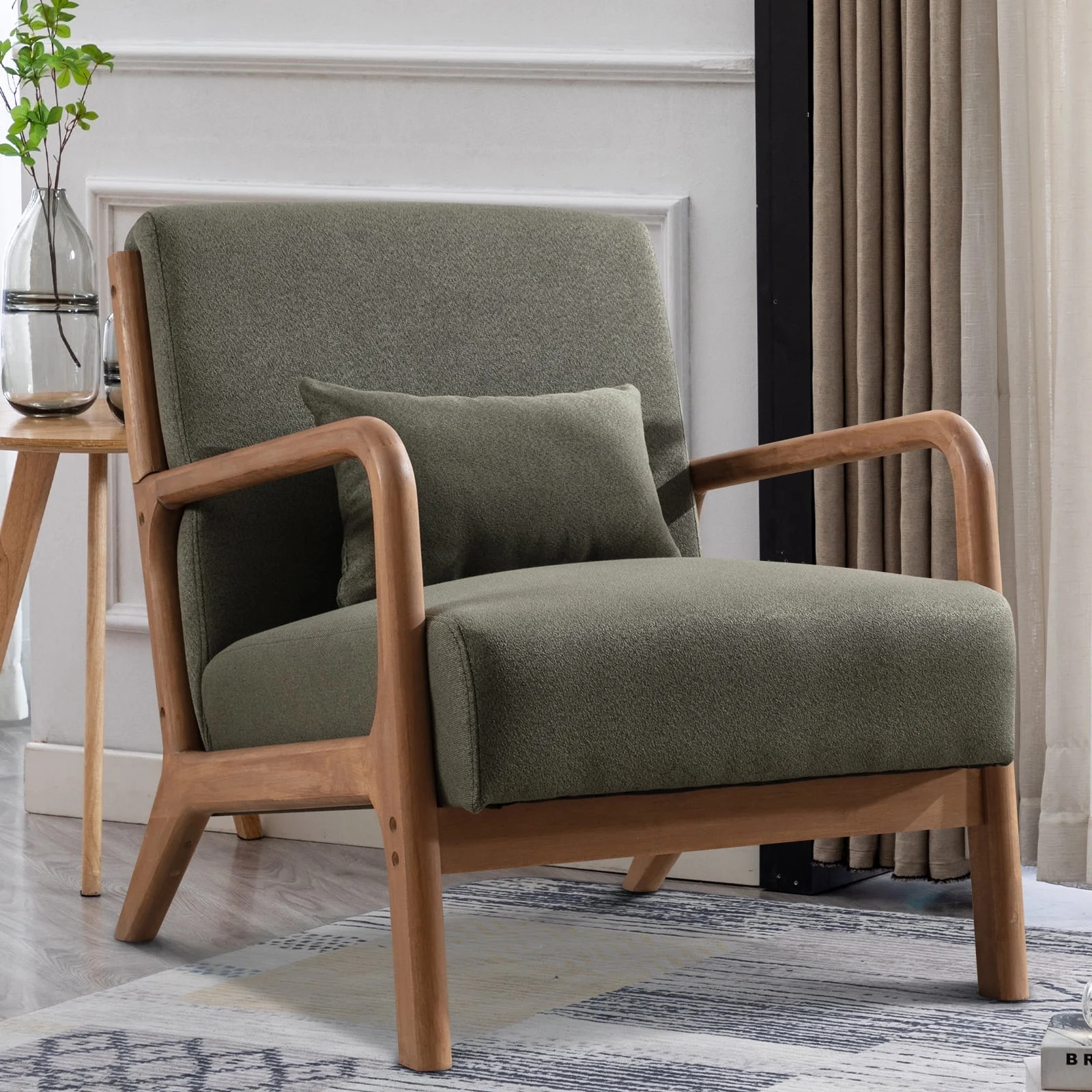 Bonzy Home Mid Century Modern Accent Chair, Green | Walmart (US)