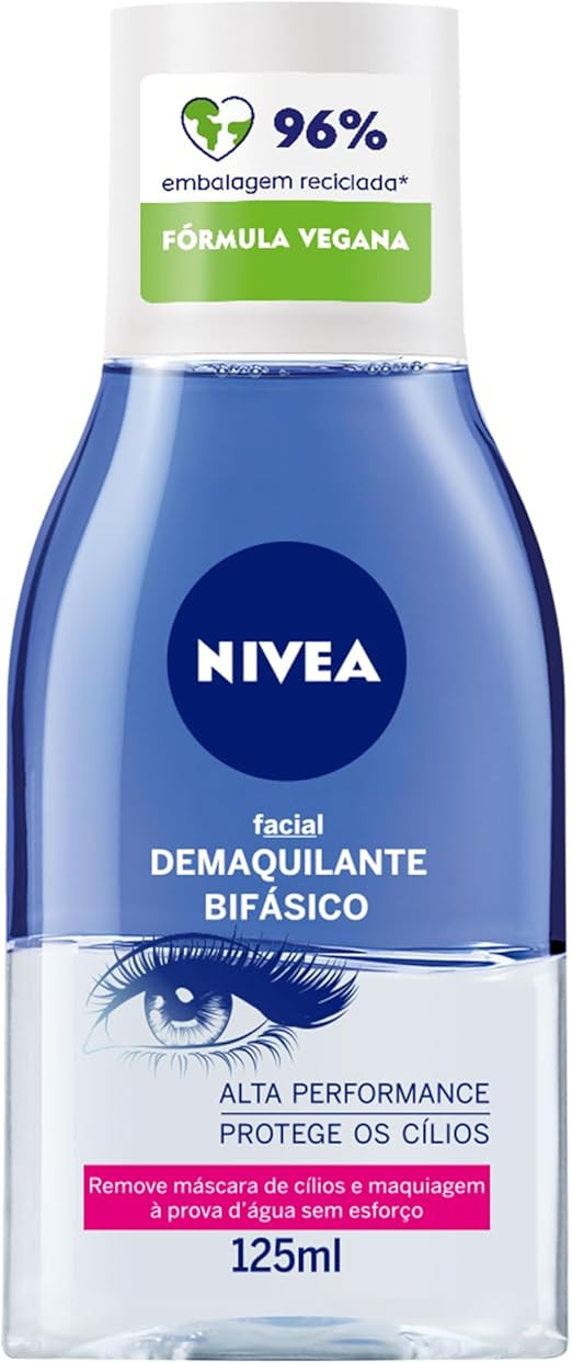NIVEA Demaquilante Bifásico 125ml, Remove Maquiagem à Prova D'água, Protege Cílios, Gentil co... | Amazon (BR)