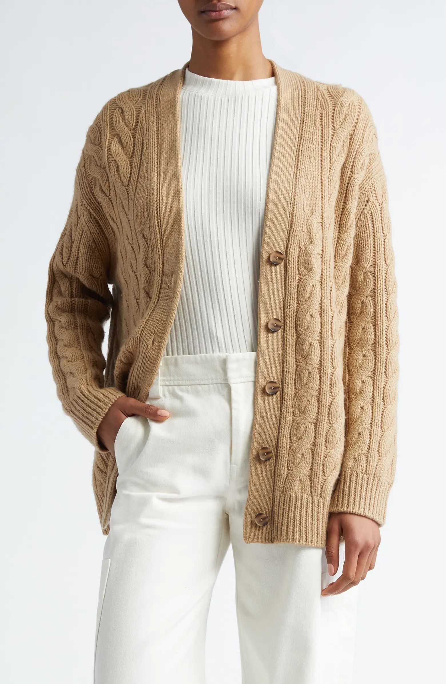 Oversize Wool & Cashmere Cable Cardigan | Nordstrom
