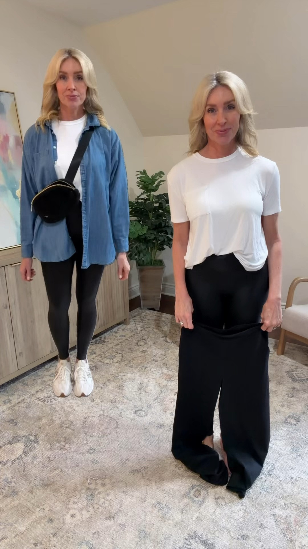 Gen X, I love leggings too, but here's an updated casual outfit idea that's just as comfy! By wearing a straight leg yoga pant, a more fitted top and denim jacket, we've gone from meh 😑 to memorable! Plus don't forget the accessories to finish the look.

I'm wearing a size medium in the pants and tee. Size small in the denim jacket.

#LTKootd #LTKOver40 #LTKgrwm