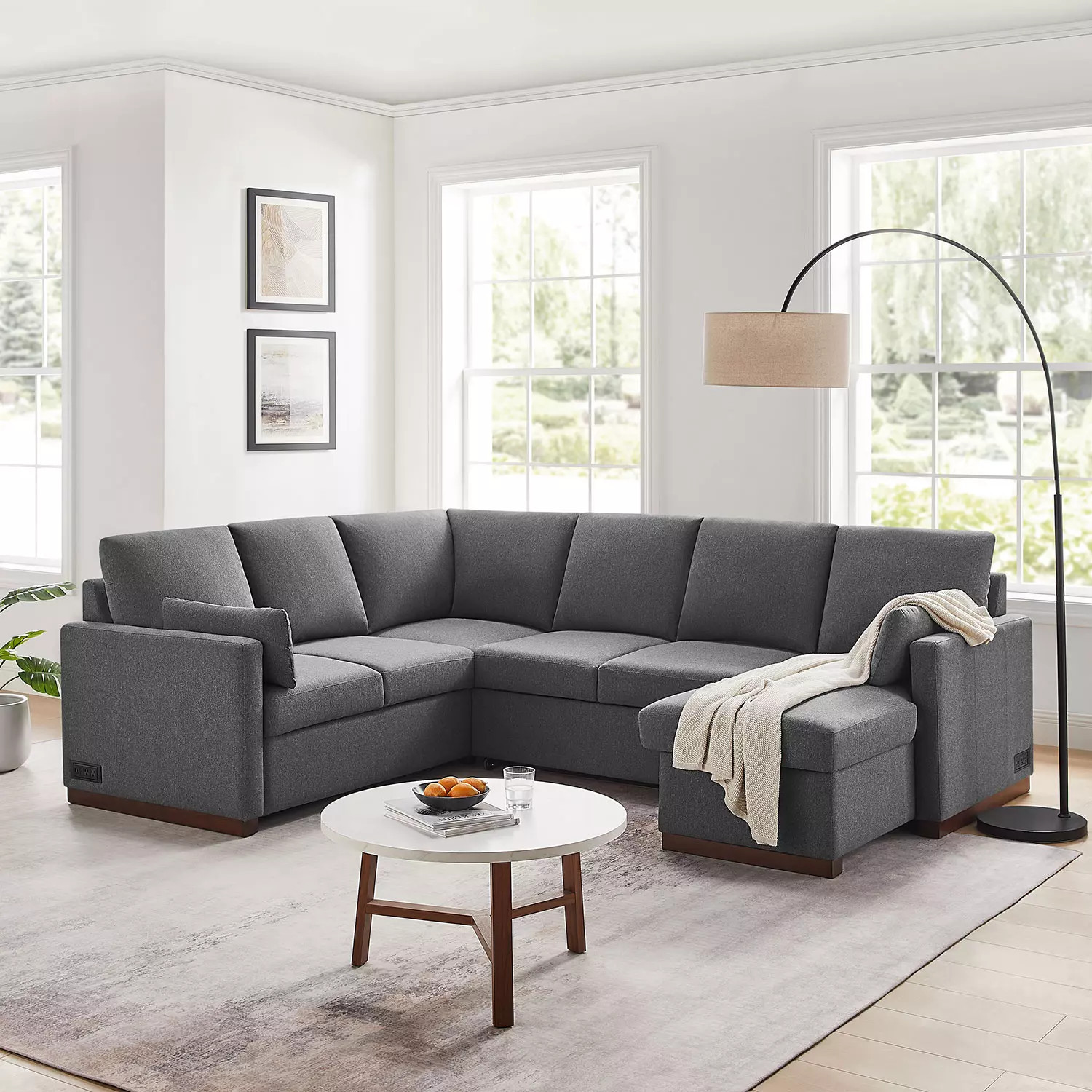 Serta Ellington Sectional Sleeper Sofa in Charcoal:- Charcoal | Sam's Club