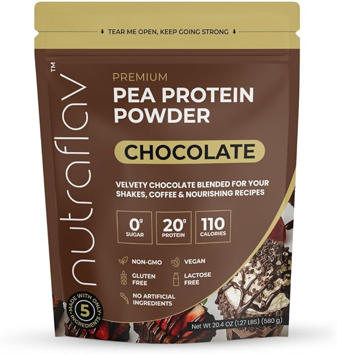 Pea Protein Powder – Chocolate Flavor | 20G Plant-Based Protein | Vegan, Non-GMO, Gluten-Free |... | Amazon (US)