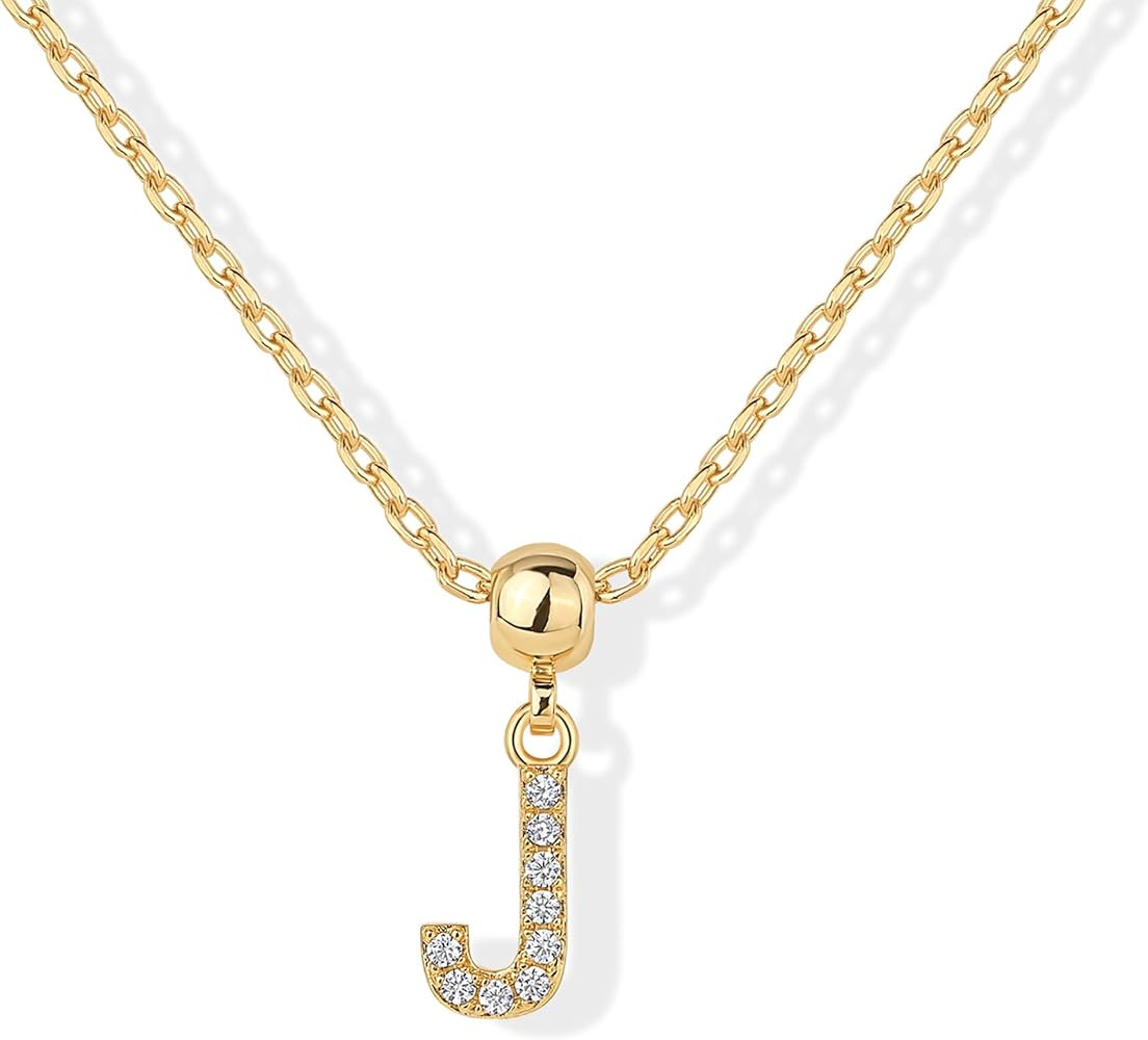 PAVOI 14K Gold Plated Whimsical Charm Necklace for Women | Adjustable Sliding Chain Dainty Cubic ... | Amazon (US)