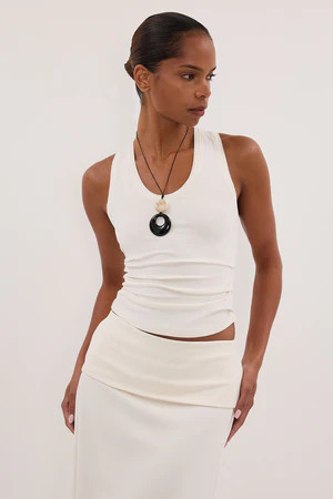 JULIE OFF WHITE MODAL BLEND SLEEVELESS TANK TOP | DISSH