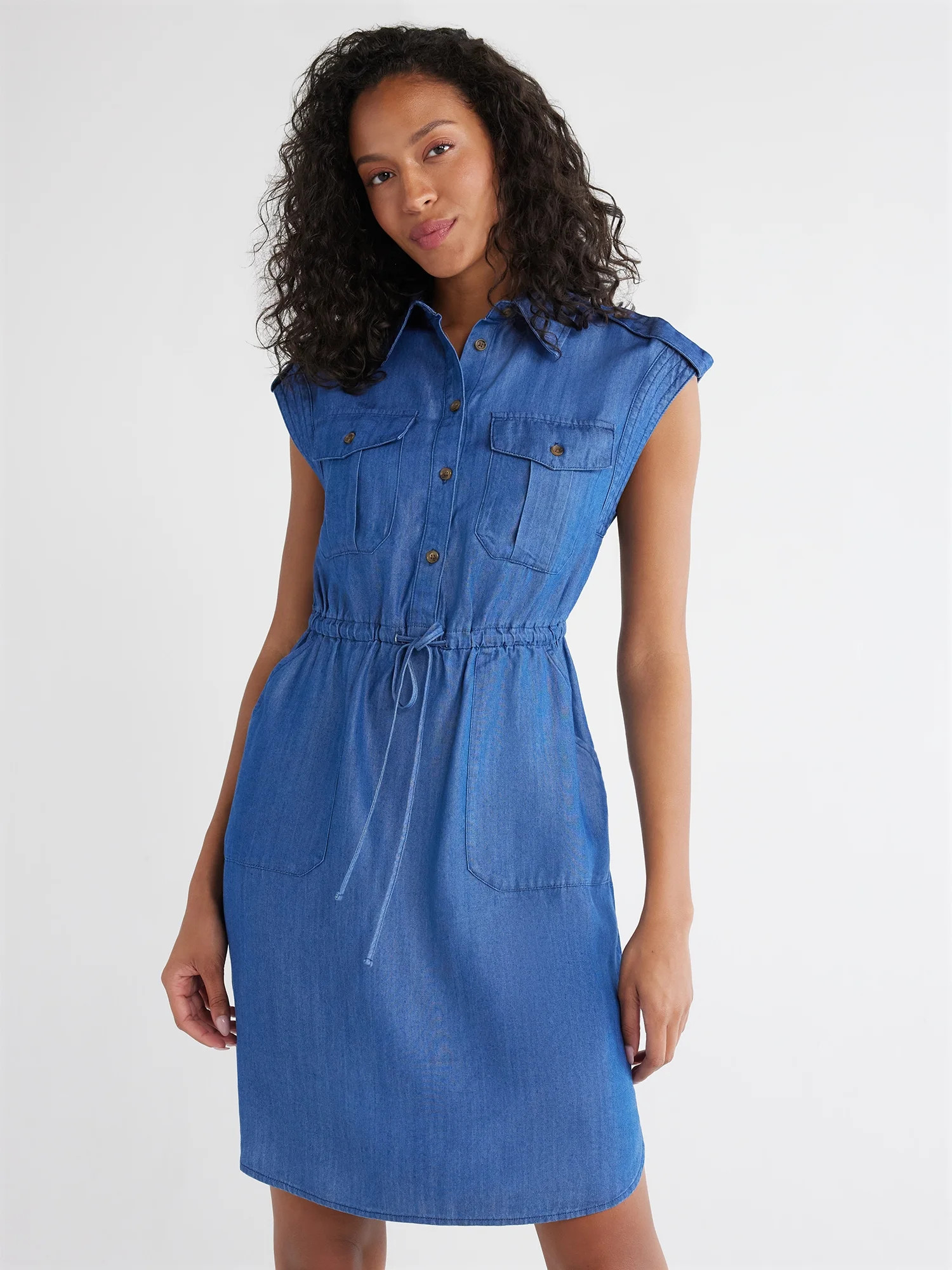 Time and Tru Women's Short Sleeve Utility Shirt Dress, Sizes XS-XXXL | Walmart (US)