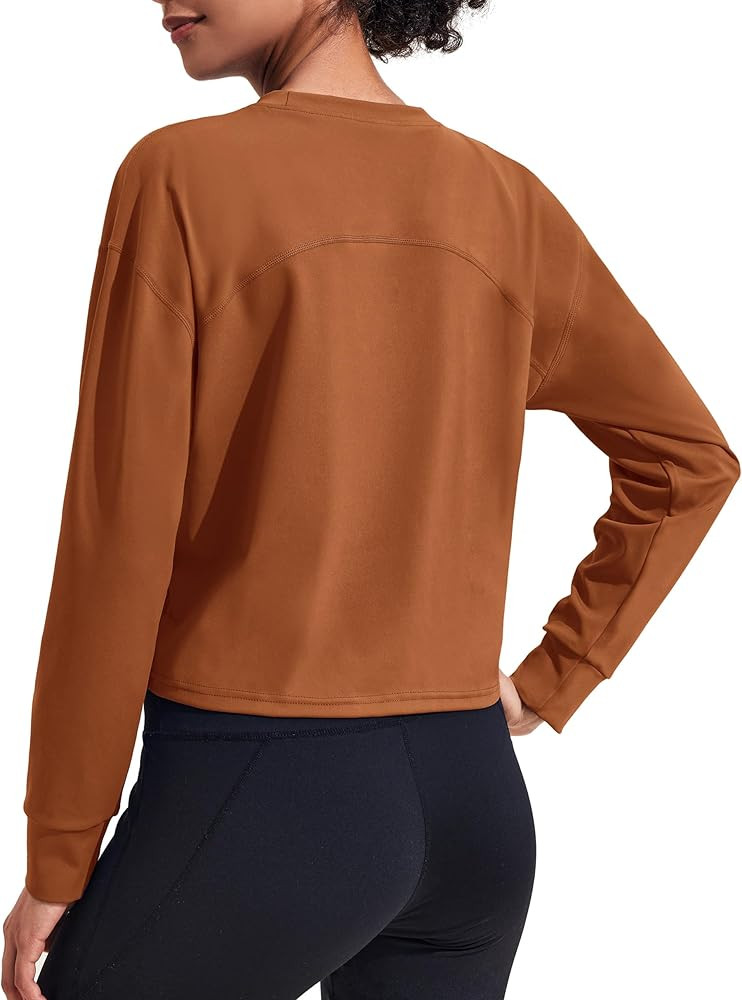 Pinspark Cropped Long Sleeve Workout Tops for Women Loose Fit Crop Quick Dry Running Athletic Shi... | Amazon (US)