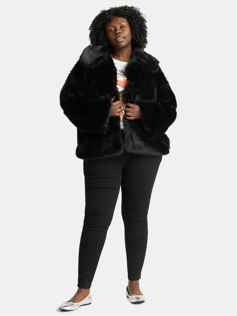 Time and Tru Women's Long Faux Fur Jacket, Sizes XS-3X | Walmart (US)