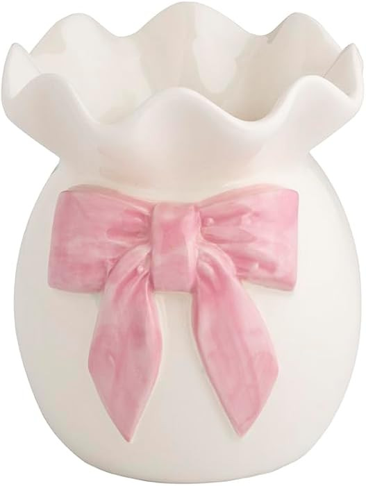 Mud Pie Valentine's Day Big Bow Ruffle Bud Vase | Amazon (US)