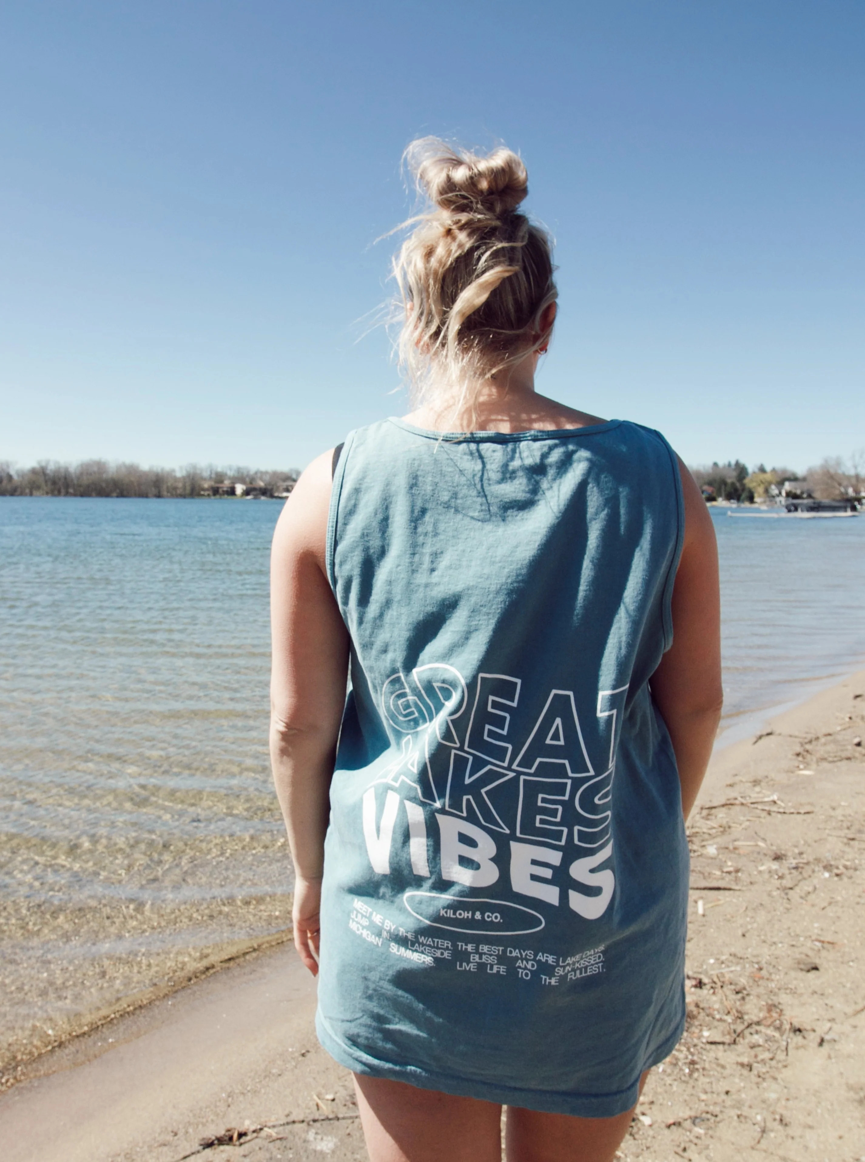 Great Lakes Vibes Dusty Blue Oversized Boyfriend Tank | Kiloh + Co.