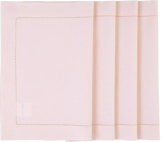 Solino Home Pink Placemats Set of 4 – Cotton Linen Hemstitch Valentines Day Placemats 19" L x 1... | Amazon (US)