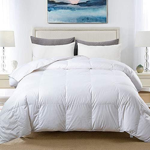 Amazon.com: Cosybay 100% Cotton White Quilted Feather Comforter,Filled with Feather & Down – Al... | Amazon (US)