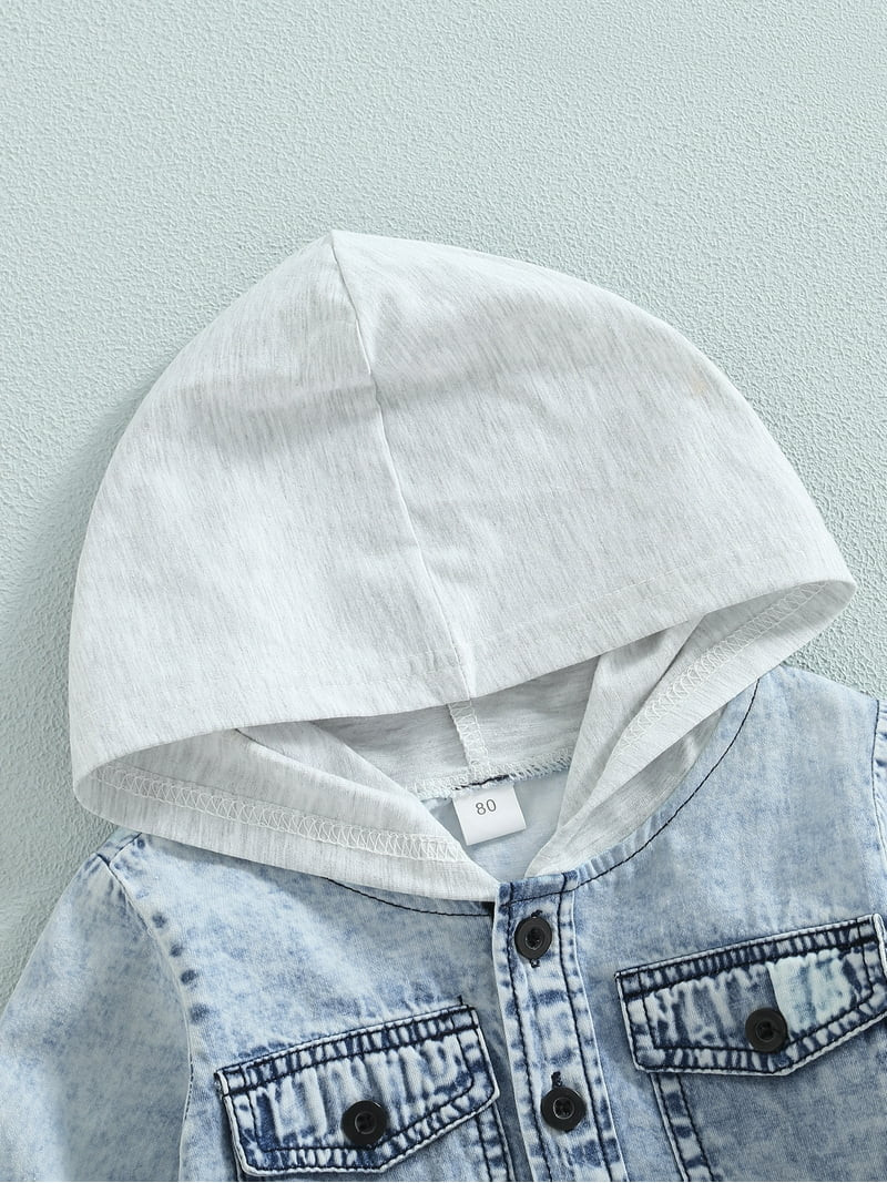 aturustex Toddler Boys Hooded Fashion Denim Jackets Long Sleeve Button Down Tops Fall 1-5 Years | Walmart (US)
