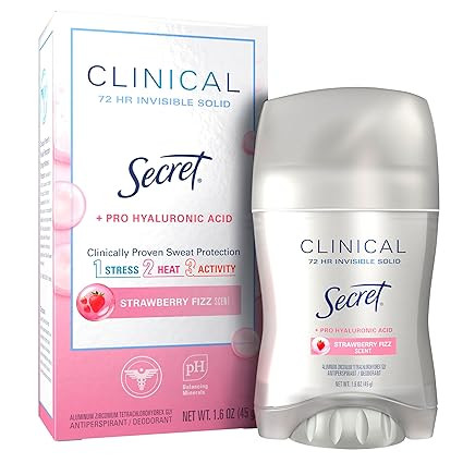 Secret Clinical Strength Antiperspirant Deodorant for Women, 3X Stress Protection, 72hr Sweat & O... | Amazon (US)