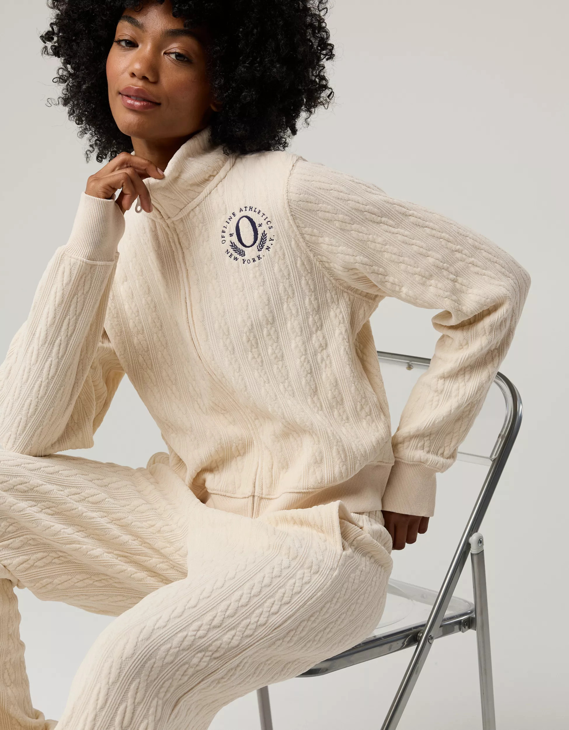 OFFLINE By Aerie Cable Lounge Full Zip | Aerie