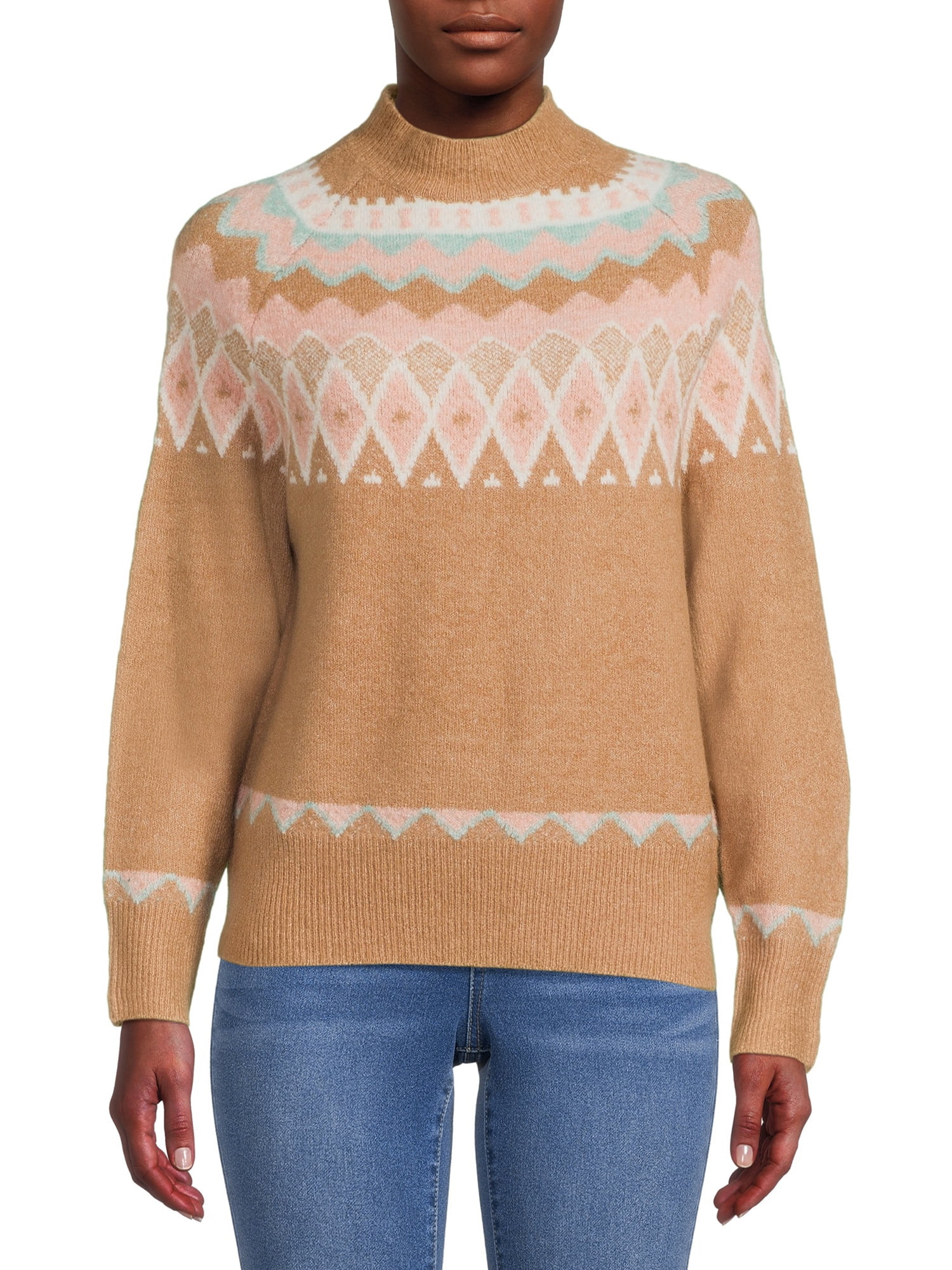 Dreamers by Debut Womens Fair Isle Long Sleeve Sweater - Walmart.com | Walmart (US)