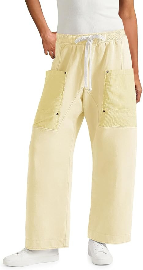 Aoysky Womens Wide Leg Pants Drawstring Barrel Sweatpants Elastic Waist Hiking Workout Cargo Pant... | Amazon (US)