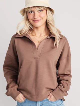 Slouchy Polo Pullover Sweatshirt for Women | Old Navy (CA)