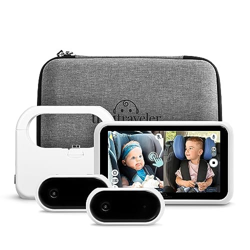 Tiny Traveler Dual View Baby Car Camera Splitscreen for 2 Kids – 5” Touchscreen Monitor with Power Bank, Rear-Facing Seat View, Night Vision, No WiFi, Safety Alert – White | Amazon (US)