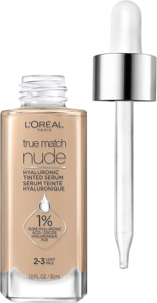 L'Oreal Paris True Match Nude Hyaluronic Tinted Serum Foundation, Light 2-3, 1% Hyaluronic Acid, ... | Amazon (US)