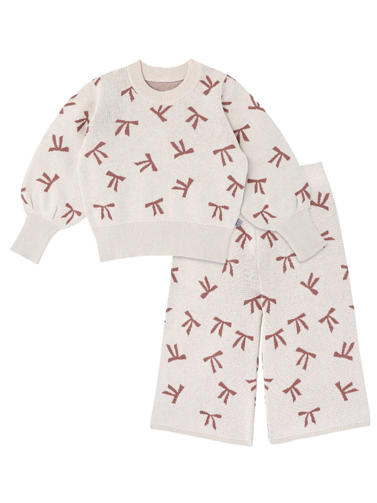 Modern Moments by Gerber Toddler Girl Jacquard Sweater Knit with Wide Leg Pant Set, Sizes 12M-5T | Walmart (US)