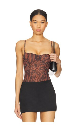 Mesh Bustier Bodysuit in Java Warped Leopard001 | Revolve Clothing (Global)