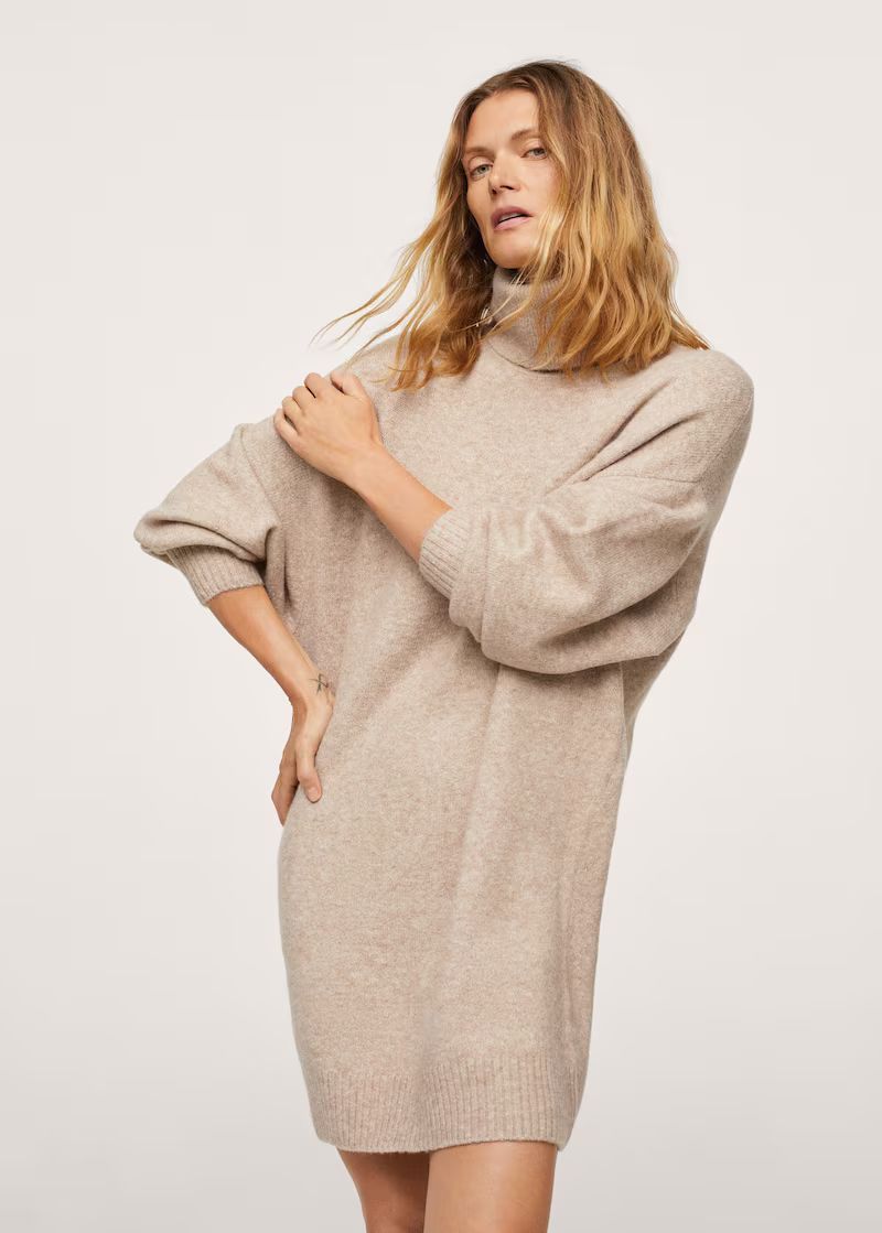 Turtle neck knit dress | MANGO (US)