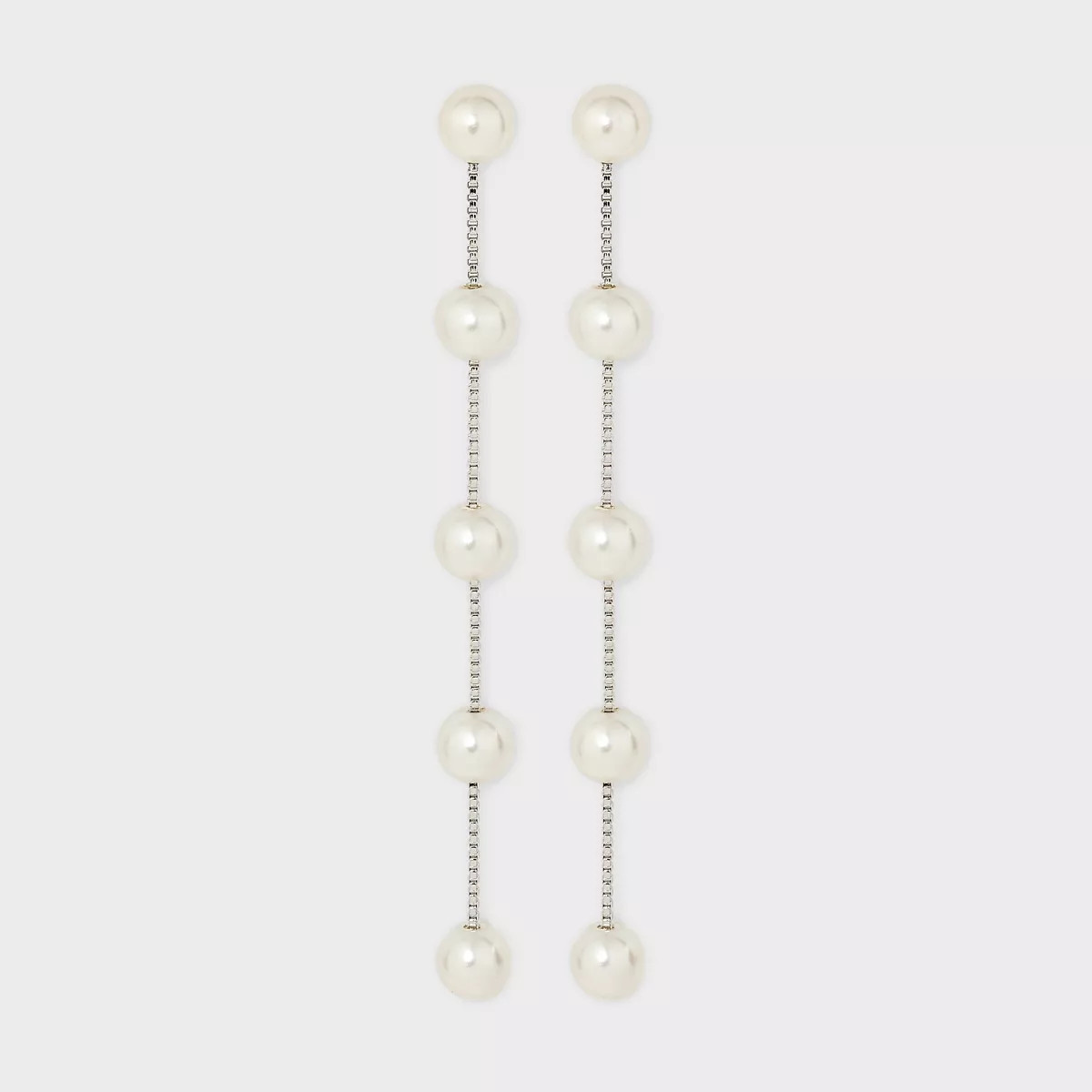 Linear Pearl Drop Earrings - Silver | Target