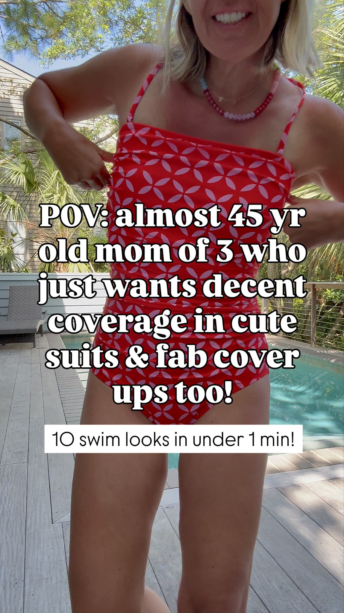 10 suit/cover up combos this 45 yr old mom of 3 says yes to!

Sizing:
Look 1 (red & pink)- small suit, xs cover up
Look 2 (green)- small suit, xs cover up
Look 3 (black)- small suit, OS sarong 
Look 4 (white w/tummy control)- 4 suit, xs coverup 
Look 5 (lemons)- small suit, xs cover up
Look 6 (cream with cut out)- small suit, OS kimono
Look 7 (reversible)- small suit, xs cover up
Look 8 (reversible)- small suit, 
Look 9 (coral strapless)- 6 suit, small coverup 
Look 10 (stripes)- 34B suit, xs pants

Hats m/l

code:
Sunshine tienda- code MIXANDMATCH
Sprinkled with pink- code CATHERINE10
Case mate- code MIXANDMATCH20

#LTKSwim #LTKTravel #LTKOver40