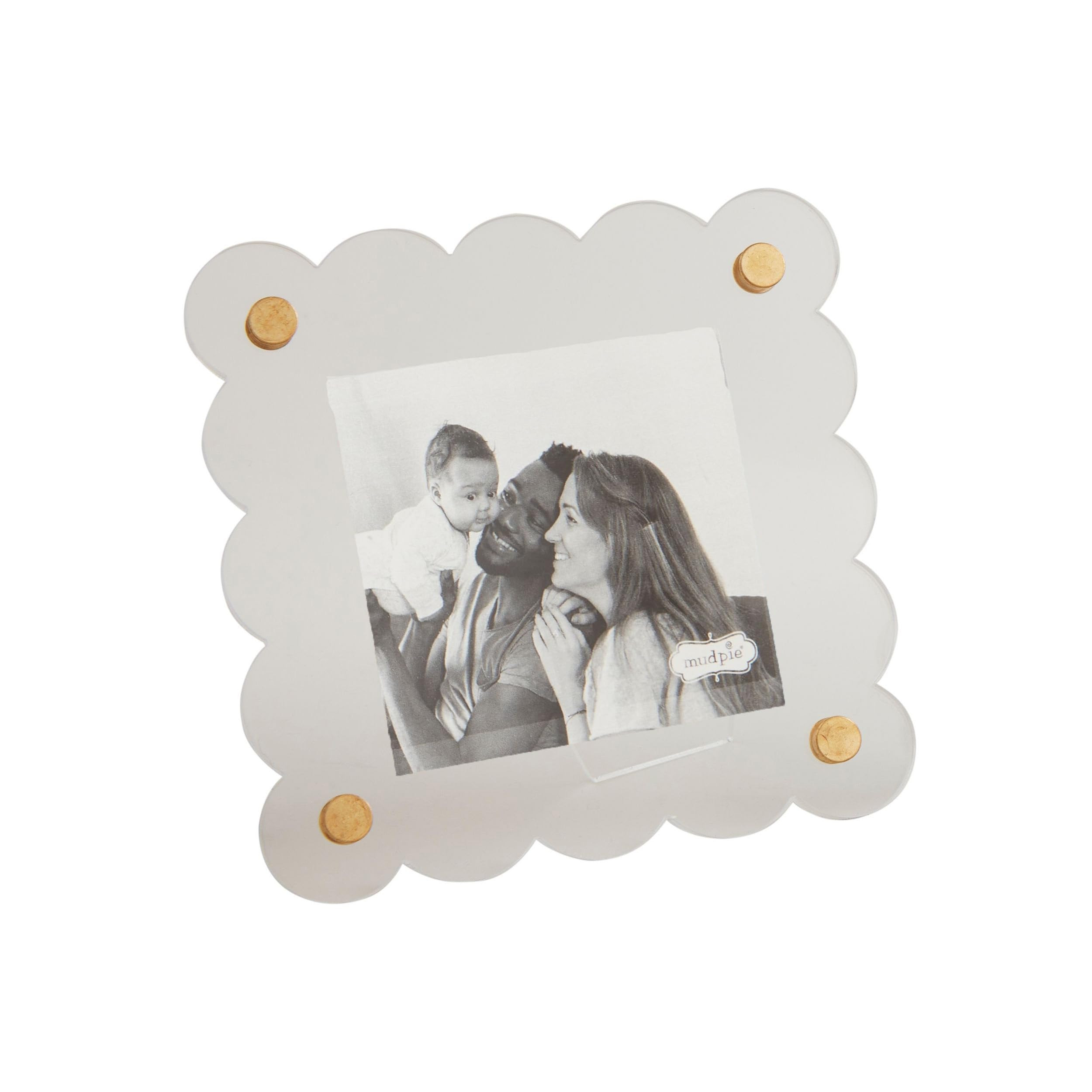 Mud Pie Square Scallop Acrylic Frame; 4 1/2" Dia | Amazon (US)