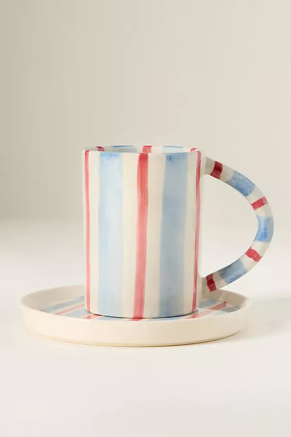 Daily Stripe Stoneware Espresso Cup & Saucer | Anthropologie (US)