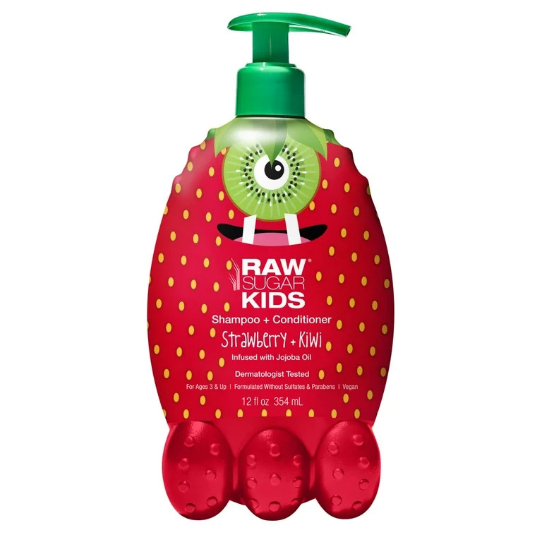Raw Sugar Kids 2-in-1 Shampoo & Conditioner - Strawberry + Kiwi, 12 fl oz | Walmart (US)