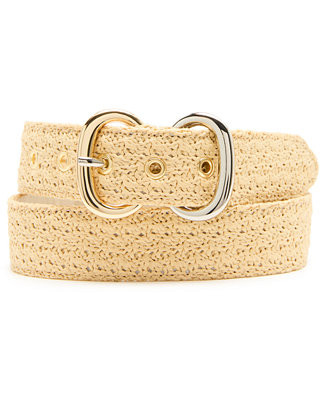 Steve Madden Women's Seasonal Straw Double Buckle Two-Tone Belt - Macy's | Macy's