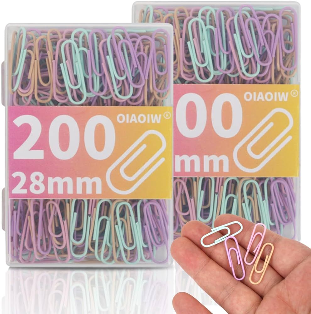 Macaron Colored Paper Clips 400 PCS Small Size Paper Clip 1.1 Inch (28mm) 2 Boxes of 200 PCS Each... | Amazon (US)