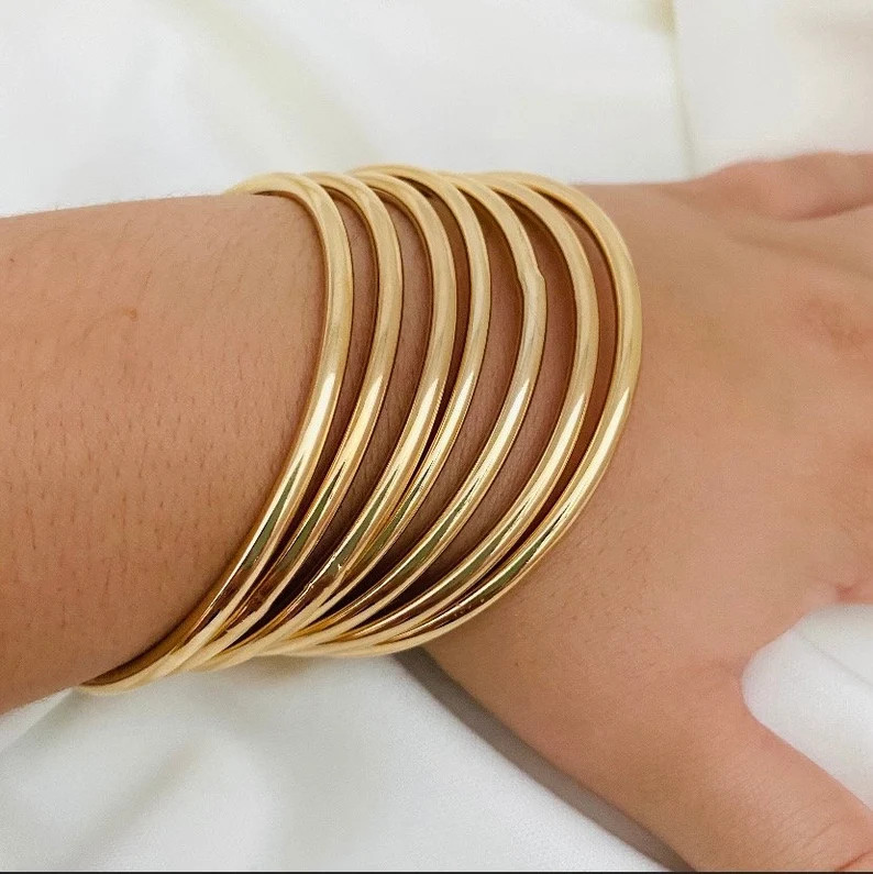 Gold Filled Set of 7 Bangles, Gold Filled Bangle Set, 7 Day Bangles, Stacking Bangle, Bangles Set... | Etsy (US)