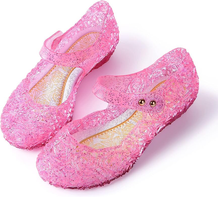 Funnyko Girls Princess Sandals Shoes Cosplay Mary Jane Dance Party Dress Jelly Flat | Amazon (US)