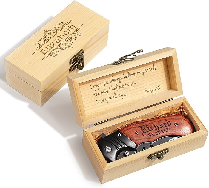 Personalized Engraved Pocket Knife With Gift Box - Custom Knifes For Husband, Boyfriend, Dad, Son... | Amazon (US)